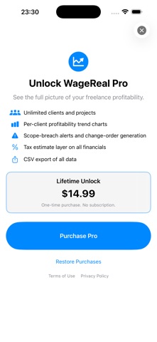 WageReal: Freelance Invoice iPhone screenshot