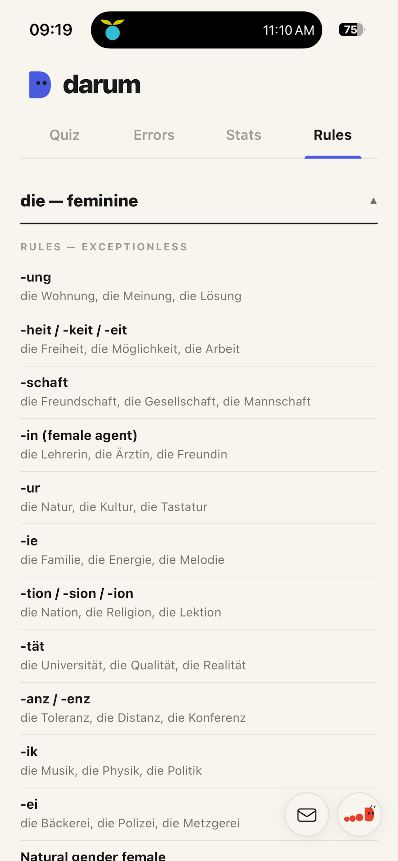 darum: learn German articles screenshot 7