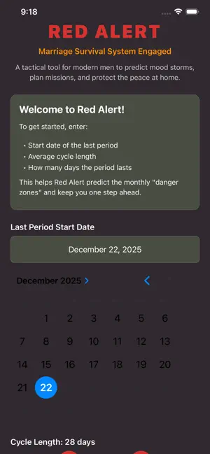 Red Alert - Cycle Tracker screenshot 3