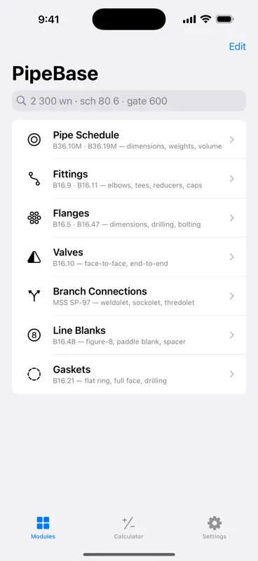 PipeBase: Pipe Fitter Charts screenshot 1 of 6