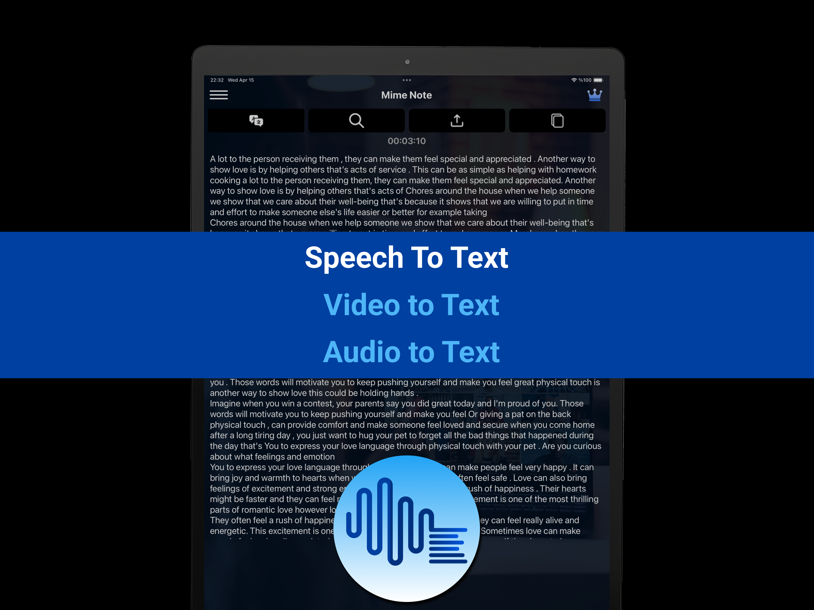 Speech To Text: Mime Note