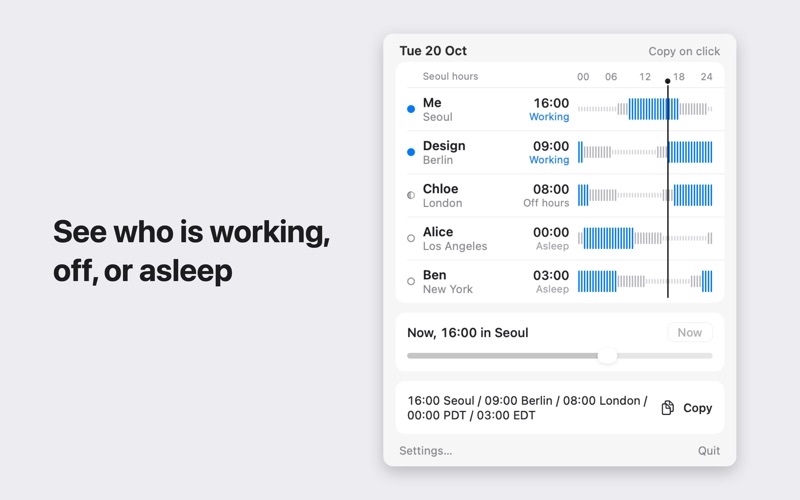TimeThere: Menu Bar Time Zones screenshot 2
