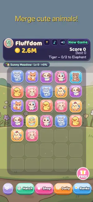 Fluffdom: Cozy Animal Merge screenshot 1
