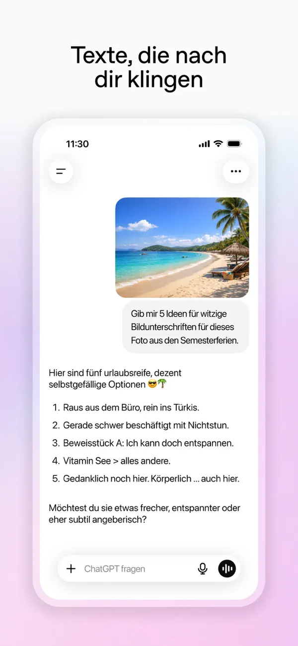 ChatGPT iPhone App Screenshot 4 – Produktivität