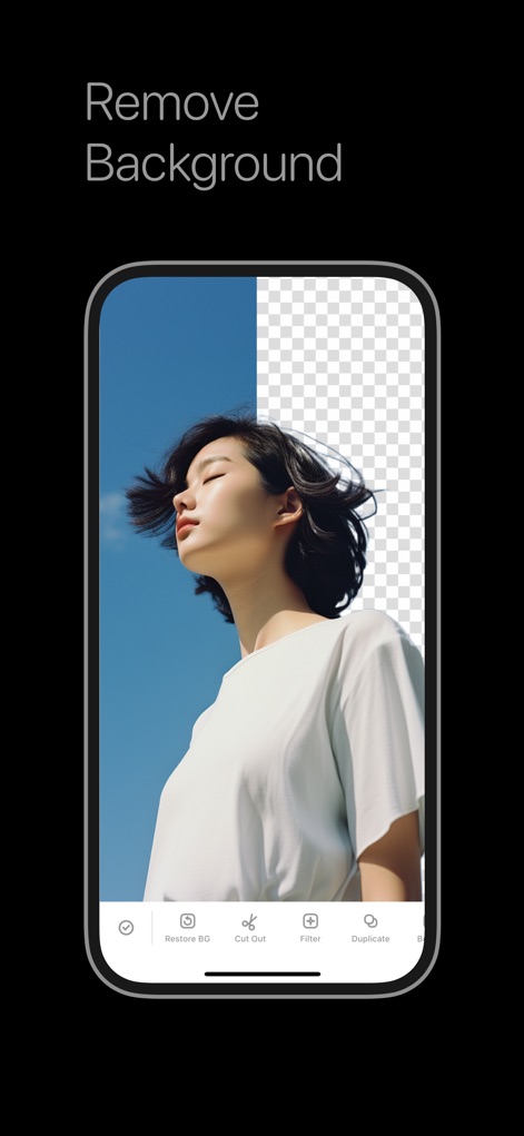 Panorama Scroll Carousel Maker - Observe the app's precise background removal functionality, providing users with options to easily cut out subjects and restore original backgrounds.