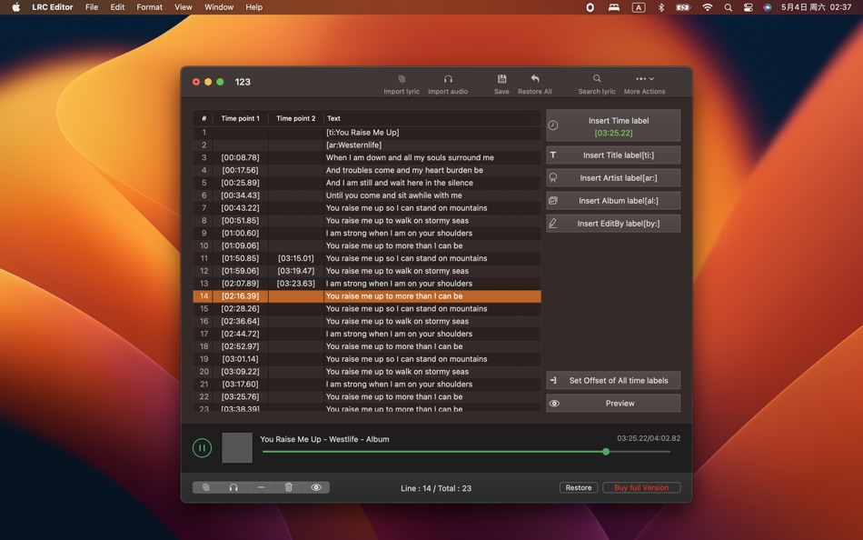 LRC Editor - 3.0 - (macOS)