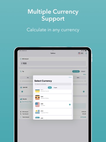 TipWise+ Split Bill & Tip Easy iPad screenshot