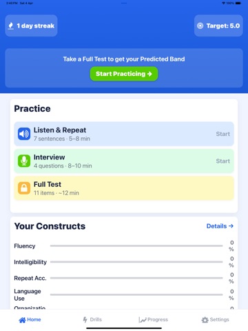 TOEFL Speaking Practice & AI iPad screenshot