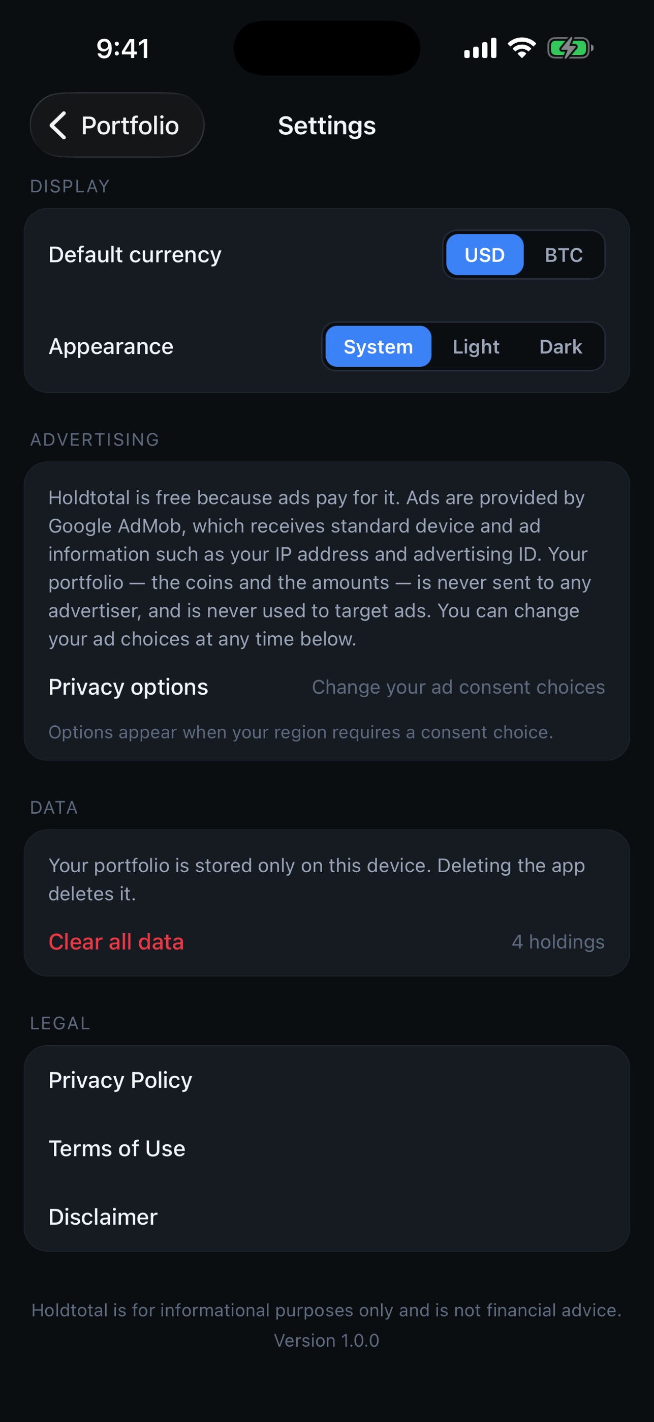 Screenshot 4 of Holdtotal: Crypto Portfolio