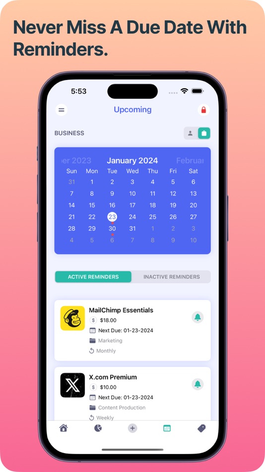 #5. Billsy - Subscription Tracker (iOS) Tekijänä: GoForth Tech Ventures Inc.