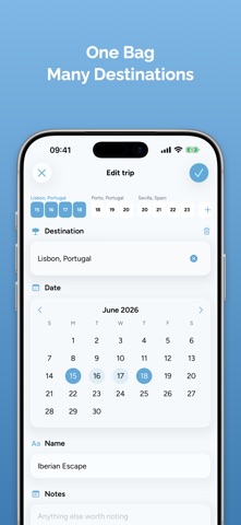 Valizio — Packing List & Trips iPhone screenshot