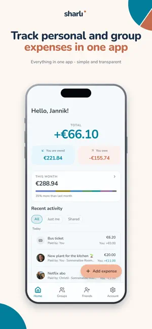 Sharli: Split Bills & Expenses screenshot 1