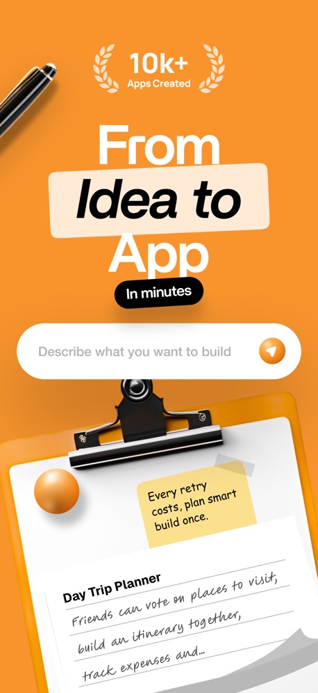 AI App Builder Architect App Store screenshot 1, headline “From Idea to App”. Laurel or award.