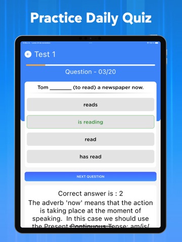 English Grammar Test 2025 iPad screenshot