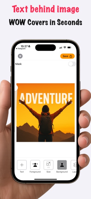 Text behind image - CoverKit Screenshot 1 of 3