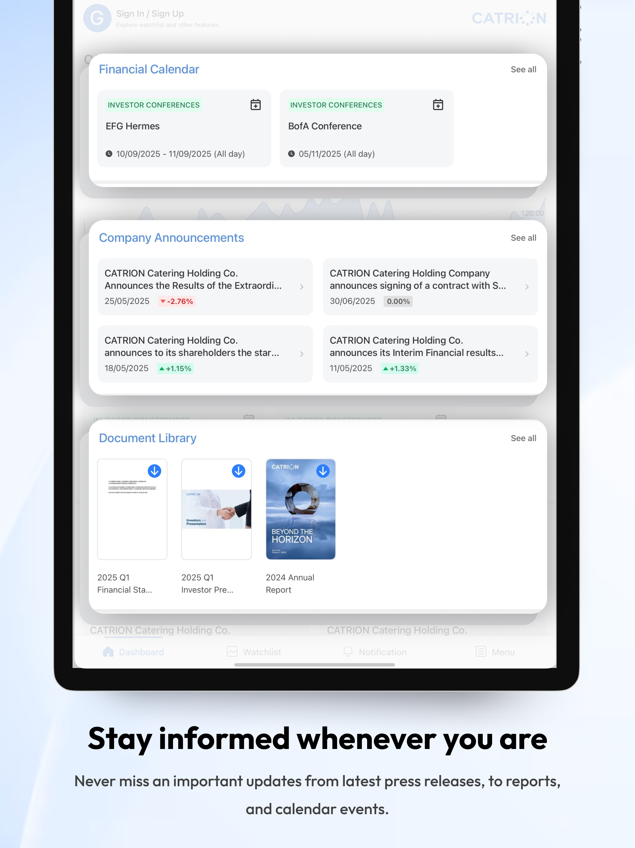 CATRION Investor Relations