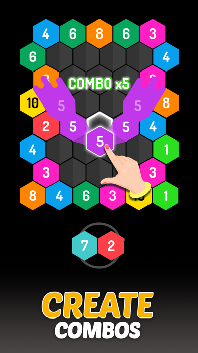 Screenshot #3 pour Merge Hexa: Number Puzzle Game