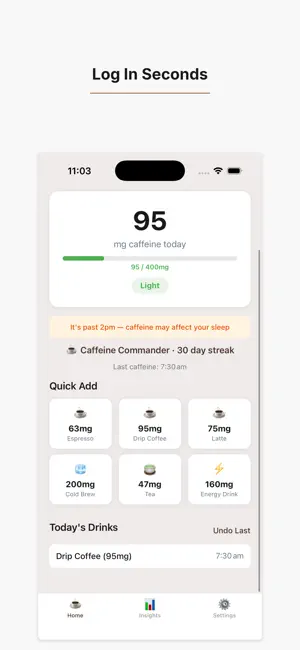 Caffeine Tracker - Intake Log screenshot 3