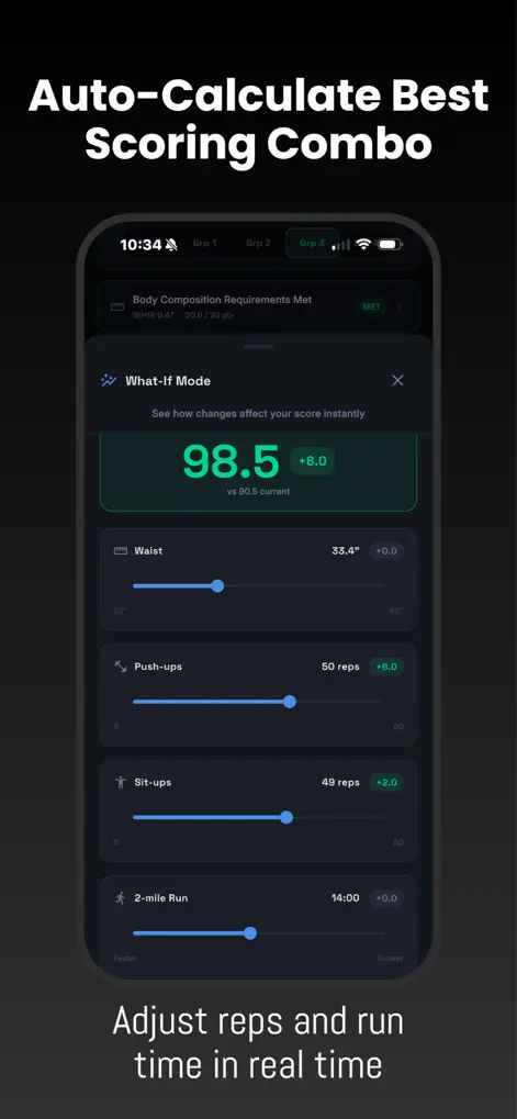 PFA Calculator 2026: Air Force - Health & Fitness App | MWM