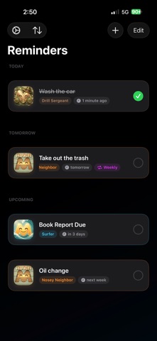 Moodie Reminders iPhone screenshot
