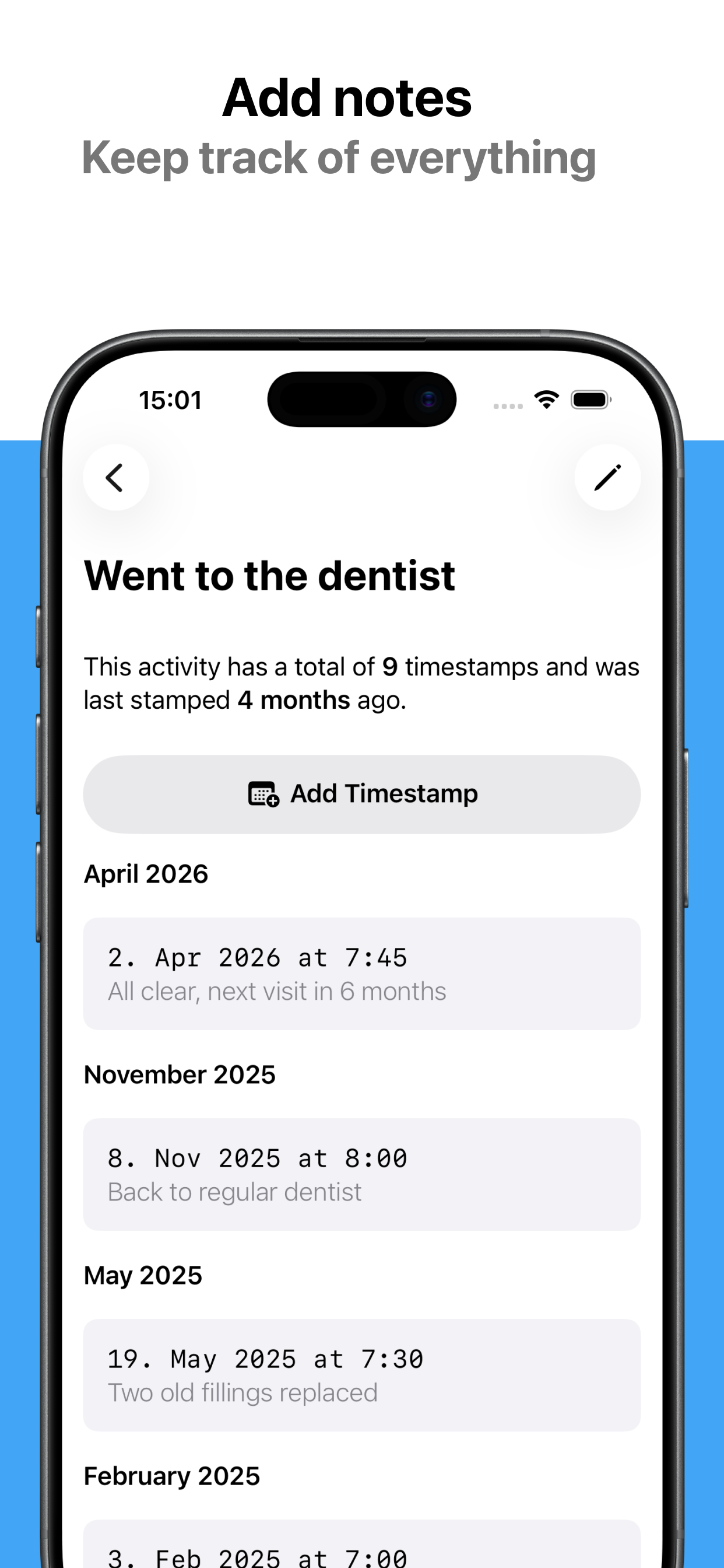Timestamp - Event Activity Log screenshot 2
