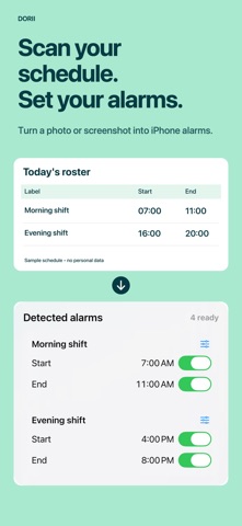 Dorii: Shift Schedule Alarms iPhone screenshot