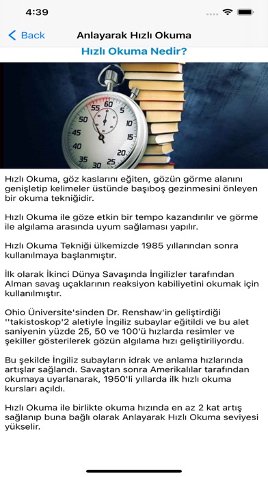 Hızlı Okuma ve Egzersizler Screenshot