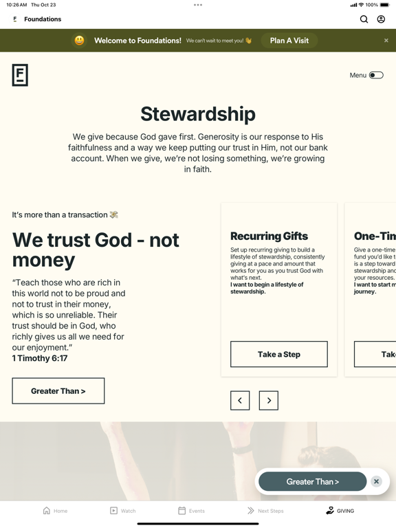 Foundations Church iPad screenshot 5 - Lifestyle app