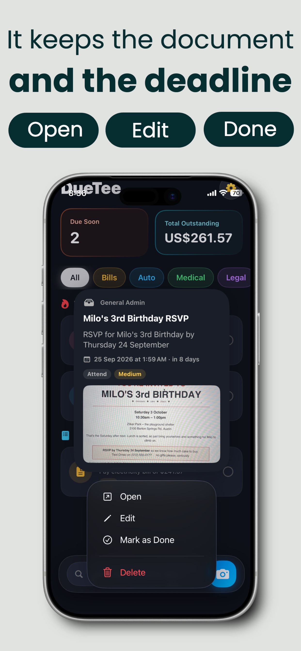 Screenshot 3 of DueTee: Life Admin & Tasks