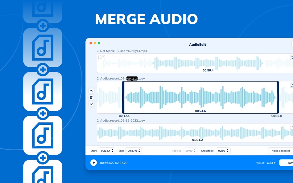 #4. AUDIOEDIT - Cut, Merge & Trim (macOS) Podle: Inline Solutions s.r.o.