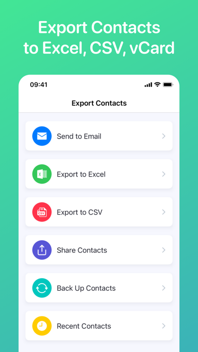 Screenshot 1 of Export Contacts to Excel, CSV App