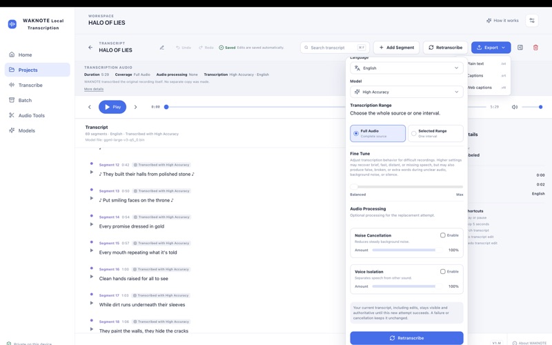WAKNOTE: Local AI Transcribe screenshot 2