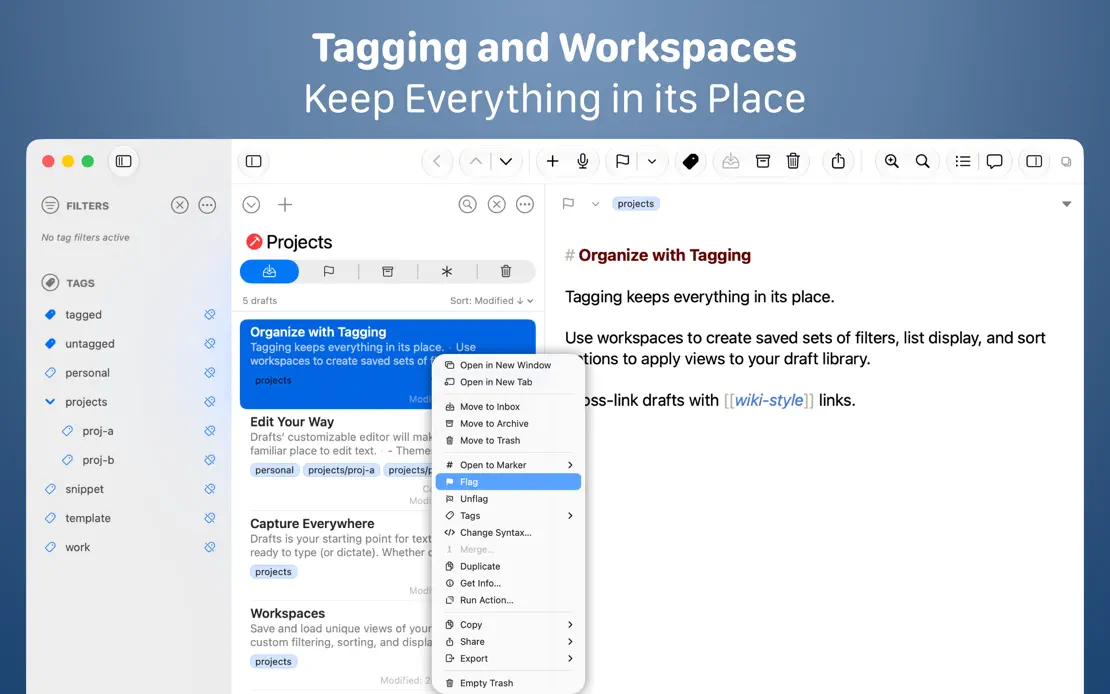 Drafts, App Store screenshot 3
