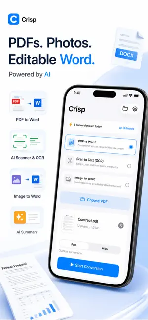 Crisp: PDF to Word & Scanner screenshot 1