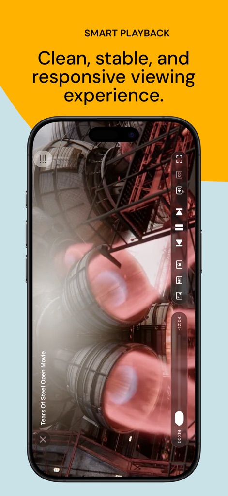 IPTV World: Watch Your TV - The app features a clean video player interface with intuitive playback controls and a precise progress bar for an optimized viewing experience.