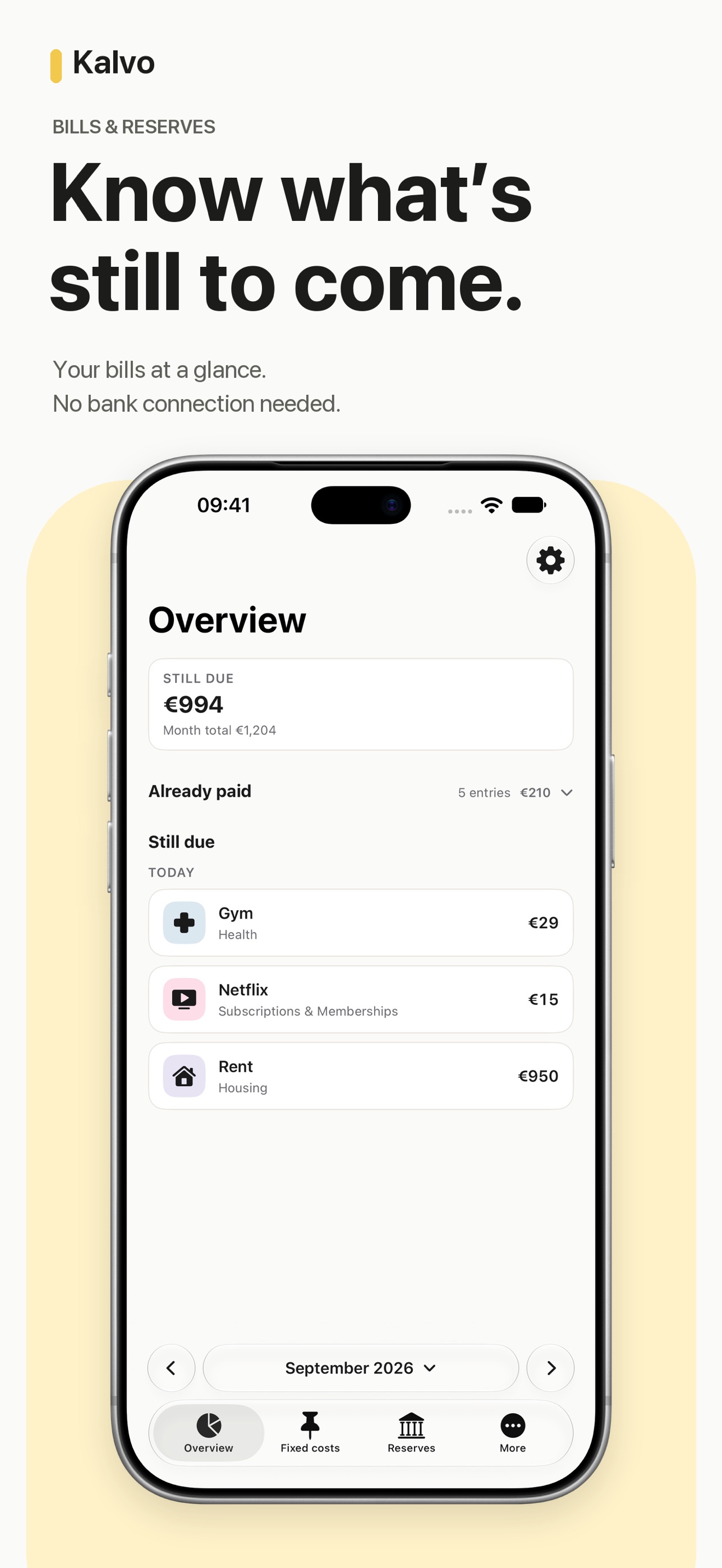 Screenshot 1 of Kalvo: Bill Organiser