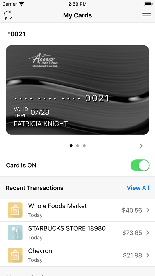 #1. Access Debit Card Control (iOS) 由: Access Credit Union