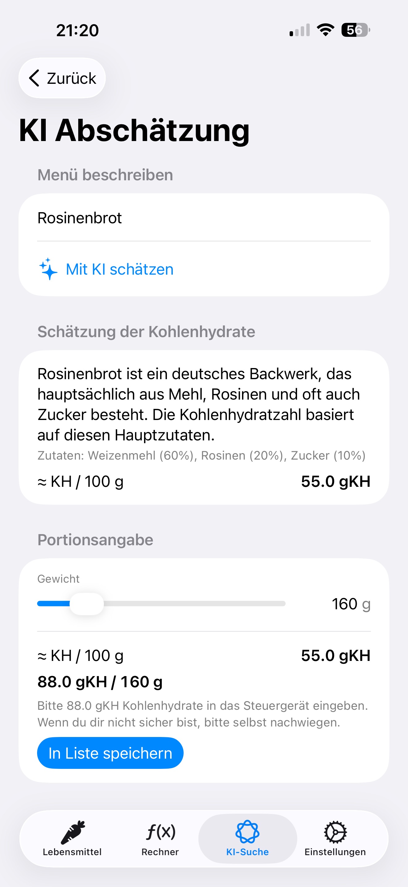 Carb Companion Screenshot