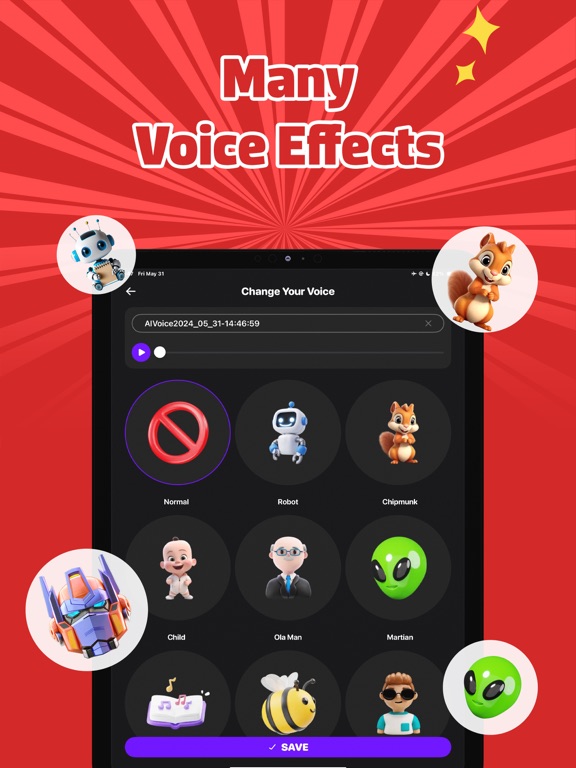 Voice Changer & Prank Sounds iPad screenshot 5 - Music app