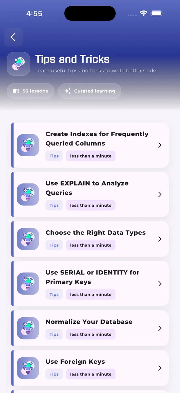 Screenshot #3 pour Learn PostgreSQL Offline