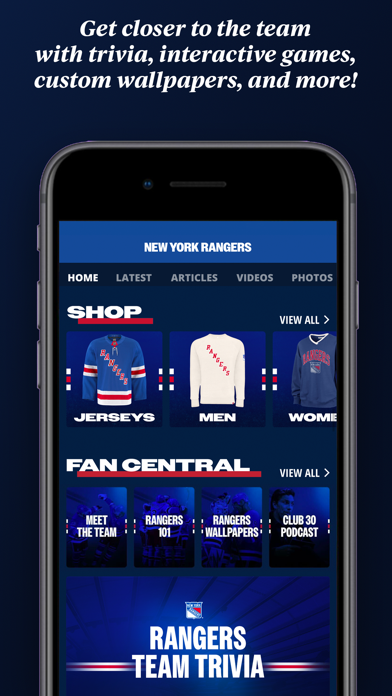New York Rangers Official App Screenshot