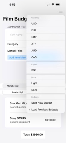 Film Budget Assistant Screenshot 4 of 7