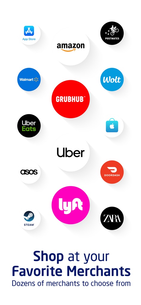 RewardMe - Shop & Earn Rewards - This tool connects users with a vast array of popular brands, showcasing a wide selection of 'Favorite Merchants' including Amazon and Uber for earning rewards.