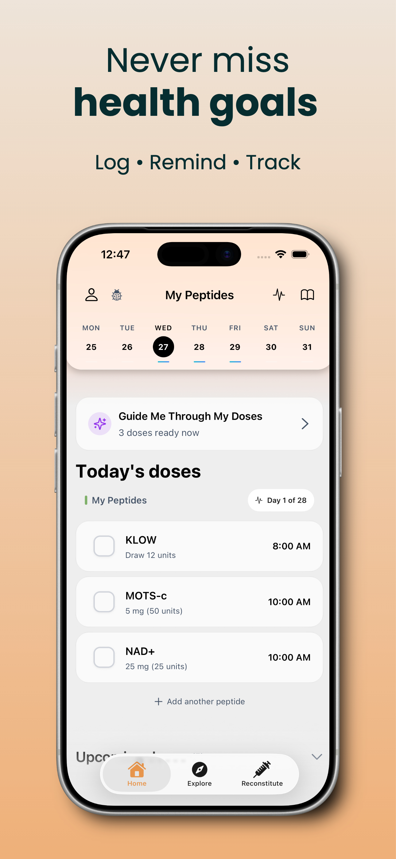 The Peptide App: Tracker