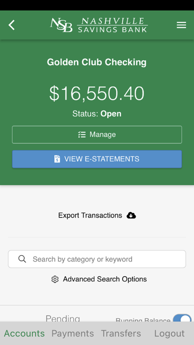 Nashville Savings Bank Screenshot