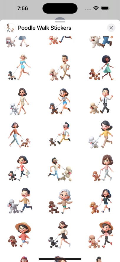 Poodle Walk Stickers