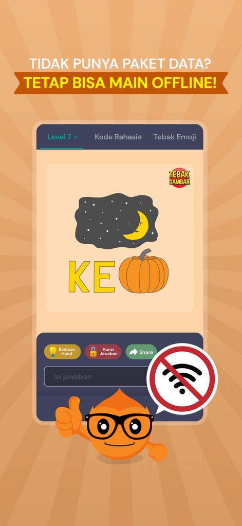 Tebak Gambar - Enjoy uninterrupted gameplay with the robust offline play capability, allowing users to solve diverse puzzles without requiring an active internet connection.