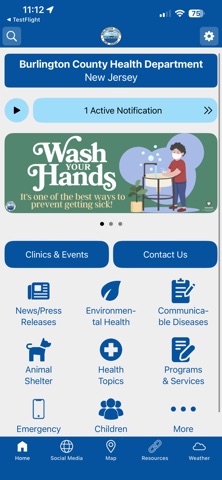 Burlington County Health app screenshot