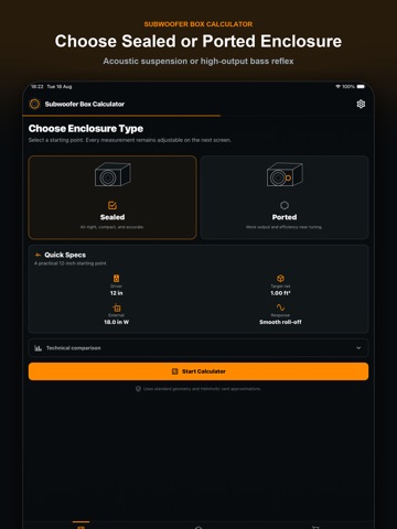 Subwoofer Box Calculator iPad screenshot