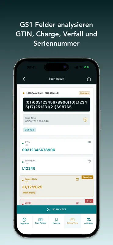 GS1 Barcode UDI Feldprüfung screenshot 1 of 8